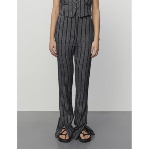 DAY Birger et Mikkelsen Ally Cotton Blend Stripe Kvinde Black Hørbukse...