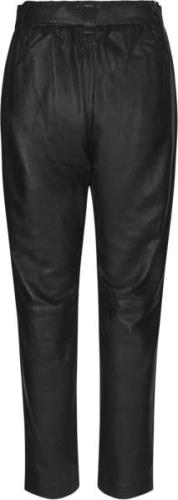 Second Female Indie Leather New Trousers Kvinde Black Læderbukser Str ...