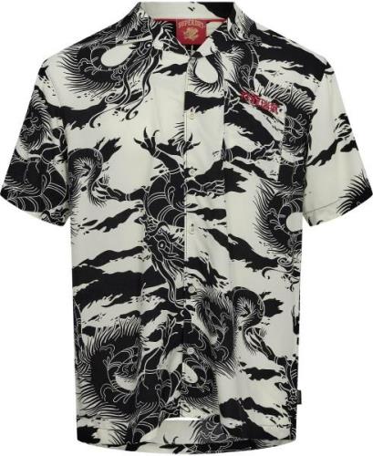 Superdry CNY Dragon Shirt Mand Off White Kortærmede Skjorter Str L - h...