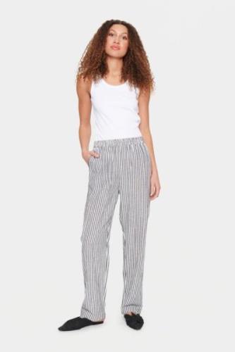 Saint Tropez Ulinasz Pants Kvinde Night Sky Stripe Hørbukser Casual Fi...