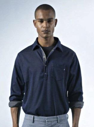 Replay Satoriale Shirt Mand Navy Langærmede Poloer Str L - Denim hos M...