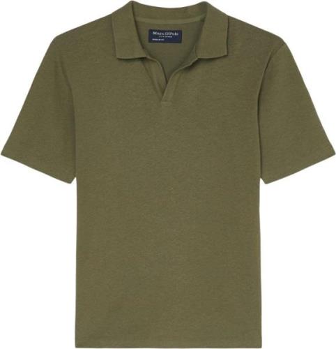 Marc O’Polo Polo, Short Sleeve, Cotton Linen mi Mand Olive Kortærmede ...