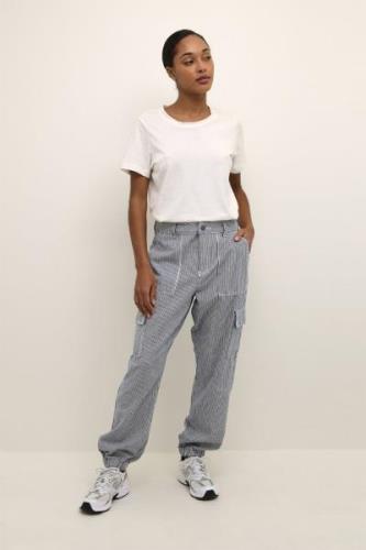 Kaffe Kamarilla Pants Kvinde Blue/white Stripe Cargo Bukser Relaxed Fi...