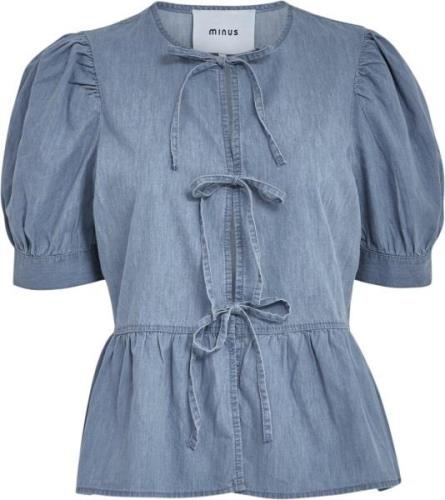 Minus Msfelicia Tie Shirt Kvinde Light Denim Denimskjorter Str 40 - De...