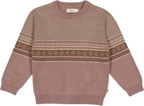 Wheat Jacquard Pullover Elias Str 3 år / 98 cm - Pudder Strik Bomuld h...