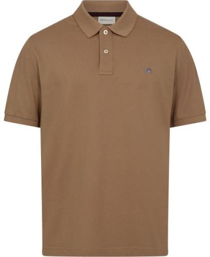 Gant Shield Logo SS Pique Mand Warm Khaki Kortærmede Poloer Str L - Bo...