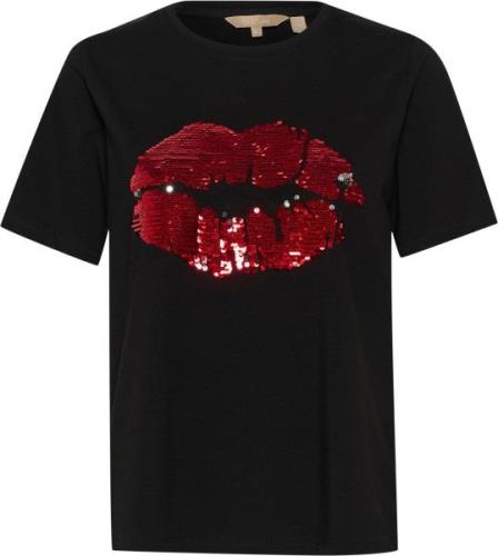 Culture Cufora Gith Tshirt Kvinde Black W/red Kortærmede T-shirts Str ...