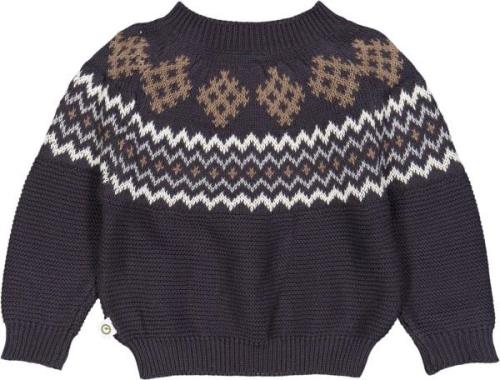 Müsli by Green Cotton Knit Jacquard Sweater Baby Str 62 - Mystery Blue...