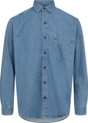 ET AL 4356 Denim Shirt Mand Vintage Blue Langærmede Skjorter Str L Den...