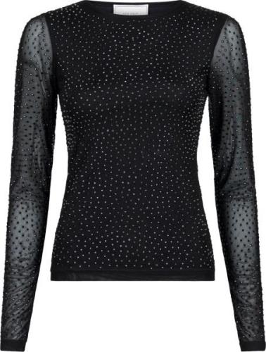 Neo Noir Basira Stone Mesh Blouse Kvinde Black Langærmede Bluser Str 4...