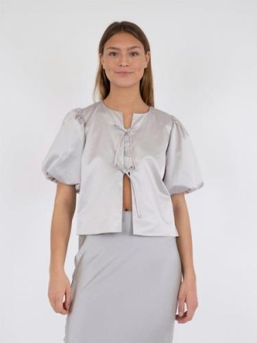 Neo Noir Aska Dull Satin Blouse Kvinde Light Grey Langærmede Bluser St...