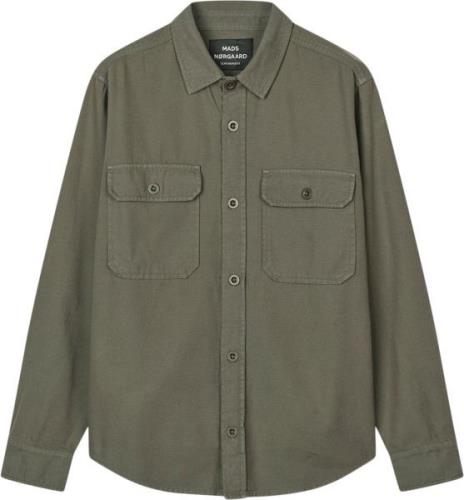 Mads Nørgaard - Copenhagen Dyed Canvas Skyler Shirt Mand Grøn Overshir...