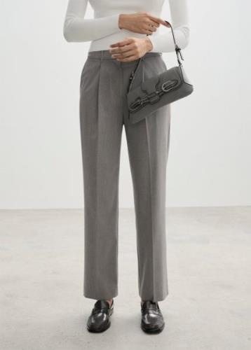 MANGO Pleated Straight Trousers Kvinde Lt Pastel Grey Bukser Med Lige ...