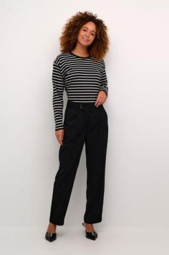 Kaffe Kamerle Button Pants 7/8 Kvinde Black Deep Bukser Med Lige Ben S...