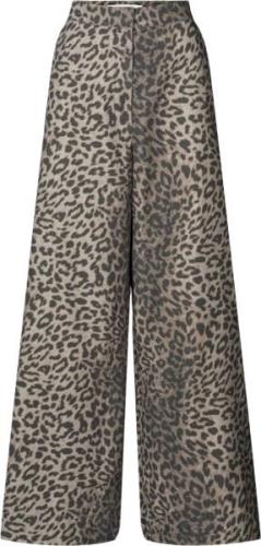 Rabens Saloner Leopard Print Wide leg Pants Inja Kvinde Snow Leopard B...