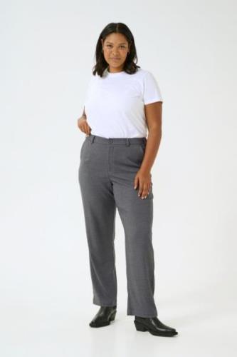 Kaffe Curve Kcmerla Straight Pants Kvinde Dark Grey Melange Bukser Med...