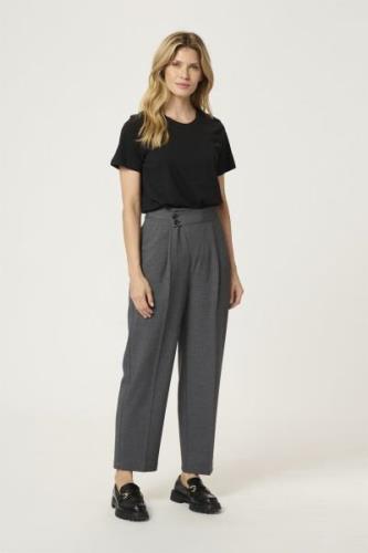 Kaffe Kamerle Button Pants 7/8 Kvinde Dark Grey Melange Bukser Med Lig...