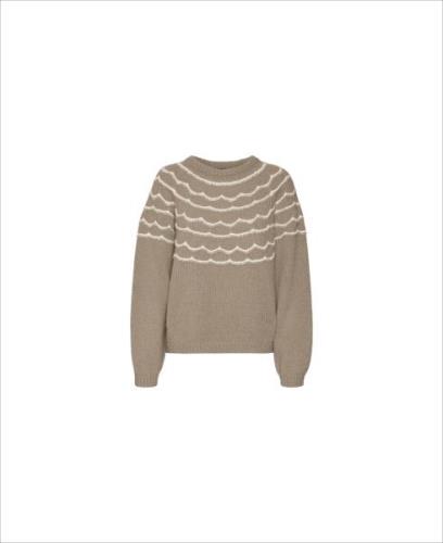 Vero Moda Vmcharmaine LS Oneck Pullover GA B Kvinde Silver Mink/w. Bir...