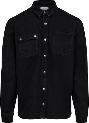 ET AL Worker Shirt Mand Black Langærmede Skjorter Str L - hos Magasin