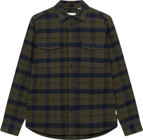 Les Deux Lennon Flannel Check Overshirt Mand Army Overshirts Regular F...