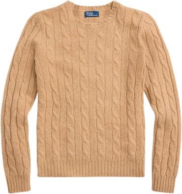 Polo Ralph Lauren 2/12 Cashmere Sfalsl-swt Kvinde Collection Camel Mel...