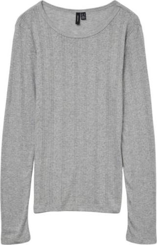 Vero Moda Vmlisa Pointelle LS TOP JRS Noos Kvinde Light Grey Melange T...