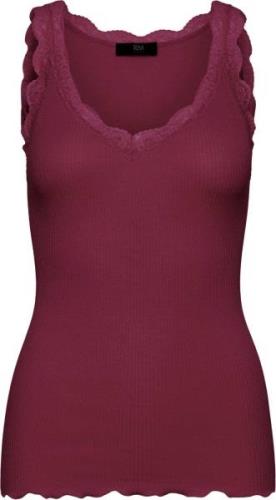 Rosemunde Rmwbalta Modal SL Lace Vneck top Kvinde Zinfandel Toppe Str ...