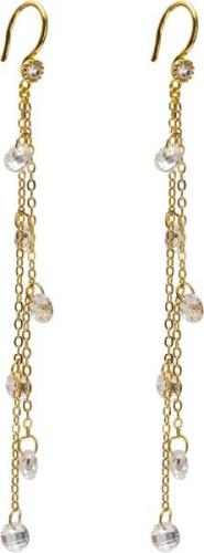 BeChristensen Anette White Crystal Earrings Gold 7,5 cm - Ørehænger ho...