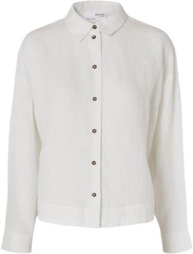 Selected Femme Slflinnie LS Linen Shirt B Kvinde Hvid Skjorter Str 34 ...