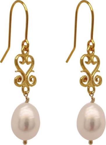 BeChristensen Mariela Pearl Earrings Gold 4cm - Ørehænger hos Magasin