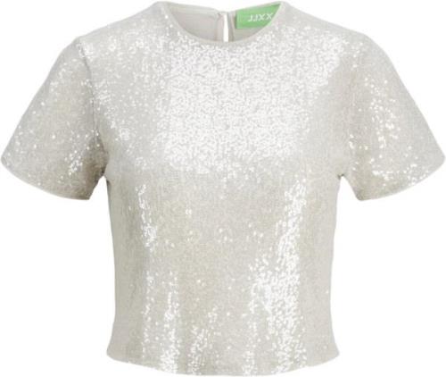 JJXX Jxmia Sequin SS TOP WVN Kvinde Silver Toppe Str XL - hos Magasin