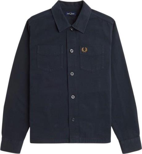 Fred Perry M6627 Mand Blå Overshirts Str L - Bomuld hos Magasin