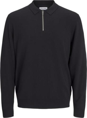 Jack & Jones Jjeemil Knit Polo Half ZIP LS Noos Mand Black Sweaters Re...