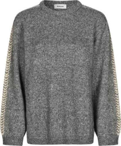 Modström Linemd Oneck Kvinde Dark Grey Melange Sweaters Str M - hos Ma...