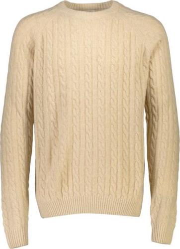 Lindbergh Lambswool Raglan Cable Oneck Mand Lt Sand Mel Sweaters Str L...