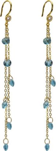 BeChristensen Anette Blue Crystal Earrings Gold 7,5 cm - Ørehænger hos...