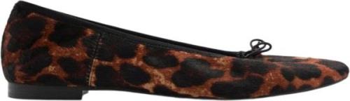 MANGO Leather Leopard Ballerina Kvinde Black Snøresko Str 36 - Læder h...