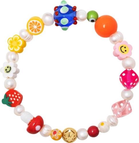 Nialaya Men's Berry Pearl Bracelet With Assorted Beads M - Armbånd Stå...