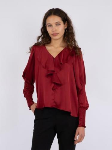 Neo Noir Sandie Sateen Blouse Kvinde Rød Langærmede Bluser Str 40 - ho...