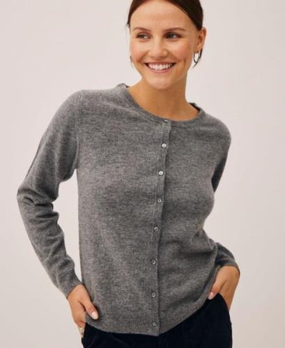 Magasin Myrna 3 Cardigan 100% Lammeuld Kvinde Medium Grey Melange Card...